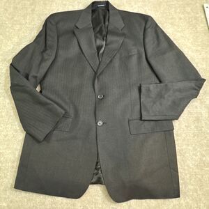 Chaps Ralph Lauren Men Blazer 42L Black Wool Blend Stripe